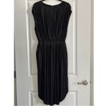 Banana Republic  Black Pleated Midi Dress Cap Sleeve Smocked Waist Photo 4