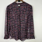 Chico's Blouse 3 Multicolor Grid Print Sheer Layering Artsy Workwear Retro XL Photo 1