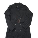 J.Crew NWT Petite 2011 Icon Trench in Black Cotton Double-Breasted Coat 0P Photo 6
