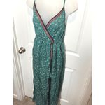Billabong  Floral Maxi Dress Green White Spaghetti Straps Wrap Large Sundress Photo 2