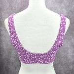 Purple White Floral Tie Front Padded Bikini Top Swimwear Medium Photo 3