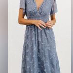 Baltic Born June Smocked Waist Floral Burnout Chiffon Midi Dress in Blue Size 3X Photo 4