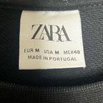 ZARA  Faux Leather Pocket Black Crewneck Sweatshirt Goth Bikercore Grunge Size M Photo 4