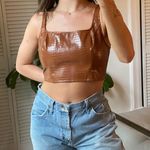 Cider Faux Leather Crop Top Photo 0