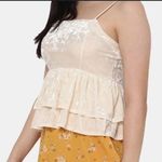 American Eagle  Crushed Velvet Babydoll Cream Peplum Tank Top Shirt Photo 4