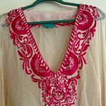 Taj by Sabrina Crippa silk beaded sequin gorgeous medium M tunic top cover swim Pink Photo 2