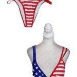 Tashehe Stars and Stripes Bikini NWT Size Medium 4th of July Bikini Red Photo 1