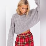Princess Polly The Stan grey cropped cable knit sweater Photo 4