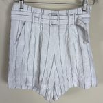 Abercrombie & Fitch  Linen Belted High Waist Black &‎ White Stripe Shorts Sz Sml Photo 0