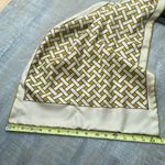 70s Vintage Scarf Italian Silk Wool Reversible Basketweave Print Cream Brown Photo 9
