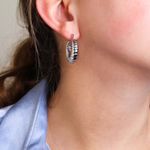 Stainless Steel Chunky Twist Croissant Style Hoop Earrings Dainty Silver Photo 3