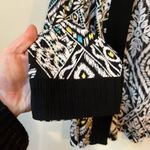 Vintage Aztec Daisy Print Cardigan Medium Black Photo 3