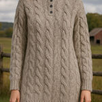 Sundance  speckled beige cable knit wool blend tunic sweater Photo 1