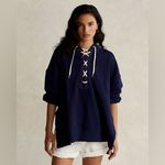 Ralph Lauren Women’s Lace-up Fleece Hoodie Size M/L Photo 4