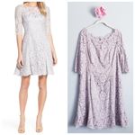 Eliza J  Gray Lace Quarter Sleeve Dress Photo 1