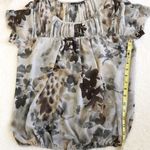 a.n.a . Boho Sheer Gypsy Earthy Floral Flowy Short Sleeve Top Sz S Photo 6