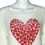 Wooden Ships Sweater Womens XSmall White Red Heart Open Knit Scoop Neck Breezy Photo 4