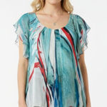 Diane Von Furstenberg  100% Silk Print Short Sleeve Blouse Top 2 Photo 0