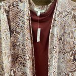 Maurice's Plum Wine Burgundy metallic gold L/XL open front snakeprint cardigan duster Photo 2