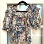Moon River Anthropologie | | Puff Sleeve Ruffle Printed Babydoll Blouse Size XS Photo 0