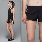 Lululemon Super Squad Short Black Gold Size 6 Run Gym 3" Gym Run Walk Photo 1
