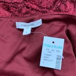 Maurice's  Top Womens 1X Burgundy Lace Peplum Blouse Long‎ Sleeve V-Neck Romantic Photo 4