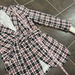 Favorite Daughter The City Plaid Tweed Belted Blazer Jacket Red Photo 11