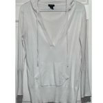 Rue 21 Junior's White Hoodie V-Neck Long Sleeve Sweater w/Pouch Size XL Photo 0