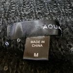 AQUA Black Long Sleeve Sequin Sparkly Knit Crew Neck Pullover Sweater Top Size M Photo 2