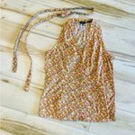 Talbots cotton sleeveless floral fitted blouse with self tie belt size 12P Photo 1