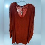 Old Navy  Rust-colored long sleeve shirt with a‎ deep scoop neckline Photo 1