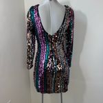 Dress the Population  Lola Mini Dress sequin Long Sleeve Body-Con Size Medium Photo 3