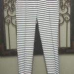 ZARA Basic blue/white striped ankle pants with back pockets Photo 1