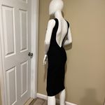 Bandage Backless Midi Dress Open Back Slim Fit Crew Neck Dress Party Dress Casual Dress Black Photo 11