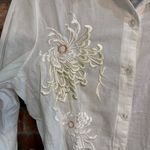 We womens embroidered semi sheer lightweight boho hippie western blouse white L Size L Photo 2