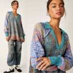 Free People Bohemian Seasons Of Sun Oversized Tunic Sweater Dress Small 70s Fall Photo 2
