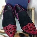 Amalfi Mens Black Velvet Bannon Metallic Slip On Exotic Loafers Size 12 Pink Photo 0
