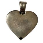 Vintage SILVER Tone Puffy Heart Pendant Scroll Pattern Boho Photo 1