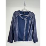 Style & Co . Jacket Side Zip Motto Women’s Blue Size Large Long Sleeve Photo 1