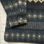 True Grit  Women’s Aztec Navy and Cream Fleece Button Up Shacket Jacket Medium Photo 2