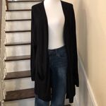Loft ANN TAYLOR Ladder Stitch Detail Flat Knit Open Black Cardigan Sz 2XL Photo 4