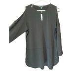 Ralph Lauren Lauren Cold Shoulder Tunic Top Long Sleeve Casual Blouse Black PL Photo 2