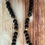 EXPRESS Black Beaded Gold Horn Long Necklace Photo 3
