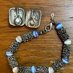 Premier Designs Like new vintage  silver cat eye bracelet and earrings. Photo 1