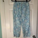 Talbots Vintage 100% Cotton Floral Print Slacks Teal Aqua White Women’s Size 6 Photo 1