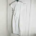 ZARA White Mock Neck Ruched Midi Dress - Size medium- NWT Photo 2