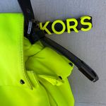 Michael Kors Olivia Studded Neon Yellow Black Satin Messenger Bag Purse Photo 9