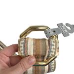 Vintage TJW by Mervyn’s Striped Wide Fabric Gold Octagon Buckle Belt Tan Photo 5