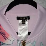 New IMAN Global Chic Pink Floral Reversible Bomber Jacket Size Medium Photo 4