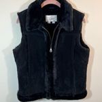 ✨ D’Carlo Women’s Suede Leather Fur Black Zip Up Vest Medium Photo 0
